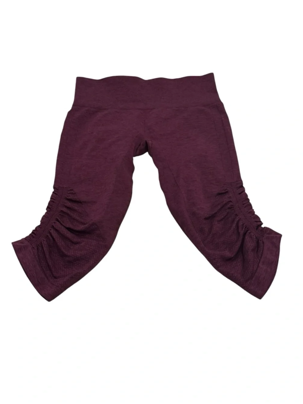 Lululemon In The Flow Crop II Seamless Scrunch‎ Stretch Burgandy Yoga Capri